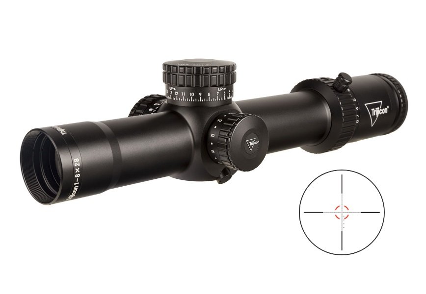 Trijicon Credo HX 1-8x28mm Riflescope, Satin Black, 34mm Tube, LED Illuminated Red/Green MOA Circle Reticle, Fog/Waterproof - Trijicon - 28MM