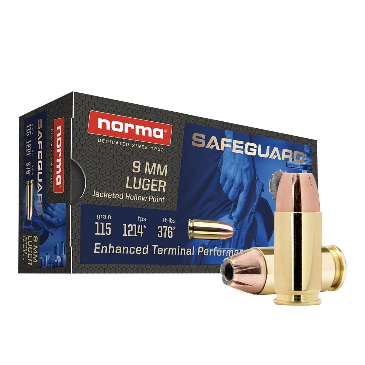 Norma 610540050 Safeguard 9mm Luger 115gr JHP Ammo 50 Rounds - Norma - 9mm Luger
