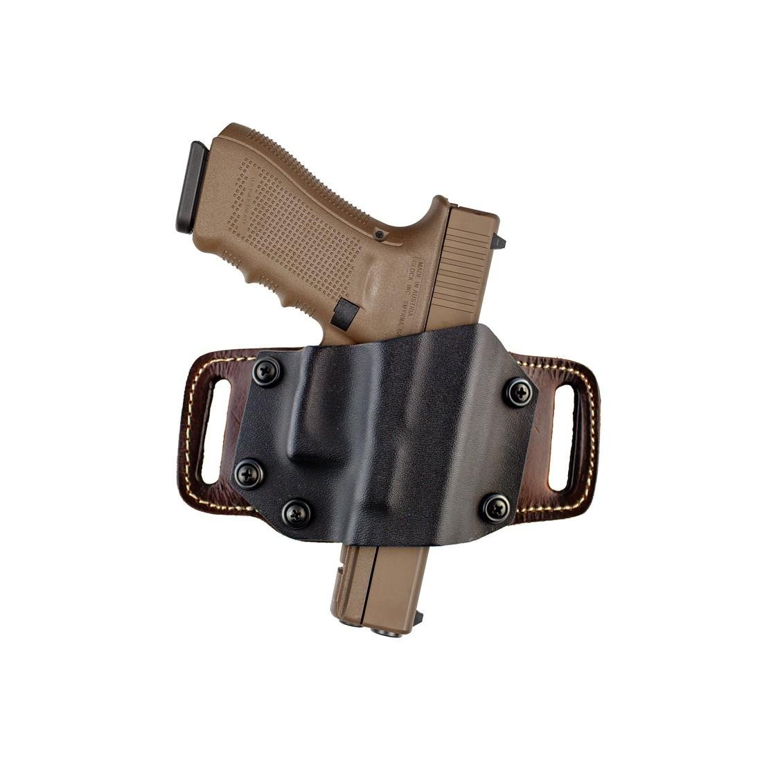 Tagua TX-MINI-PART-300 Kydex/Leather Holster for Glock 9mm/40mm RH Black - Tagua Gun Leather - 9mm