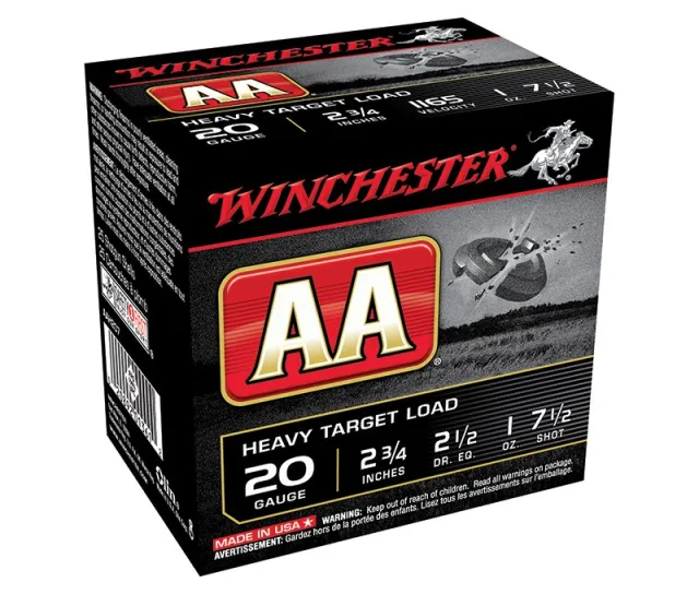 Winchester AA TRGT 20GA 2.75" 1165FPS 1OZ #7.5 250RD Shotgun Ammo - Winchester - 20 Gauge