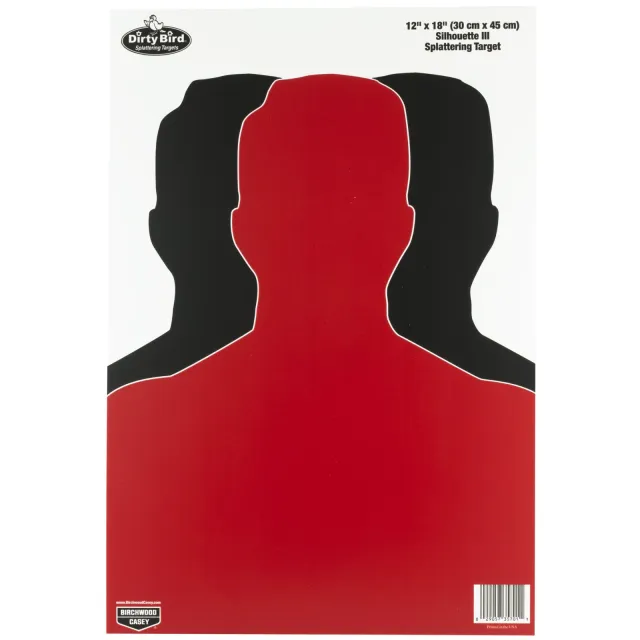 Birchwood Casey Dirty Bird Silhouette III Tagboard Hanging Pistol 12" x 18" Black/Red 8 Per Pkg (35708) - Birchwood Casey - 12" X 18"
