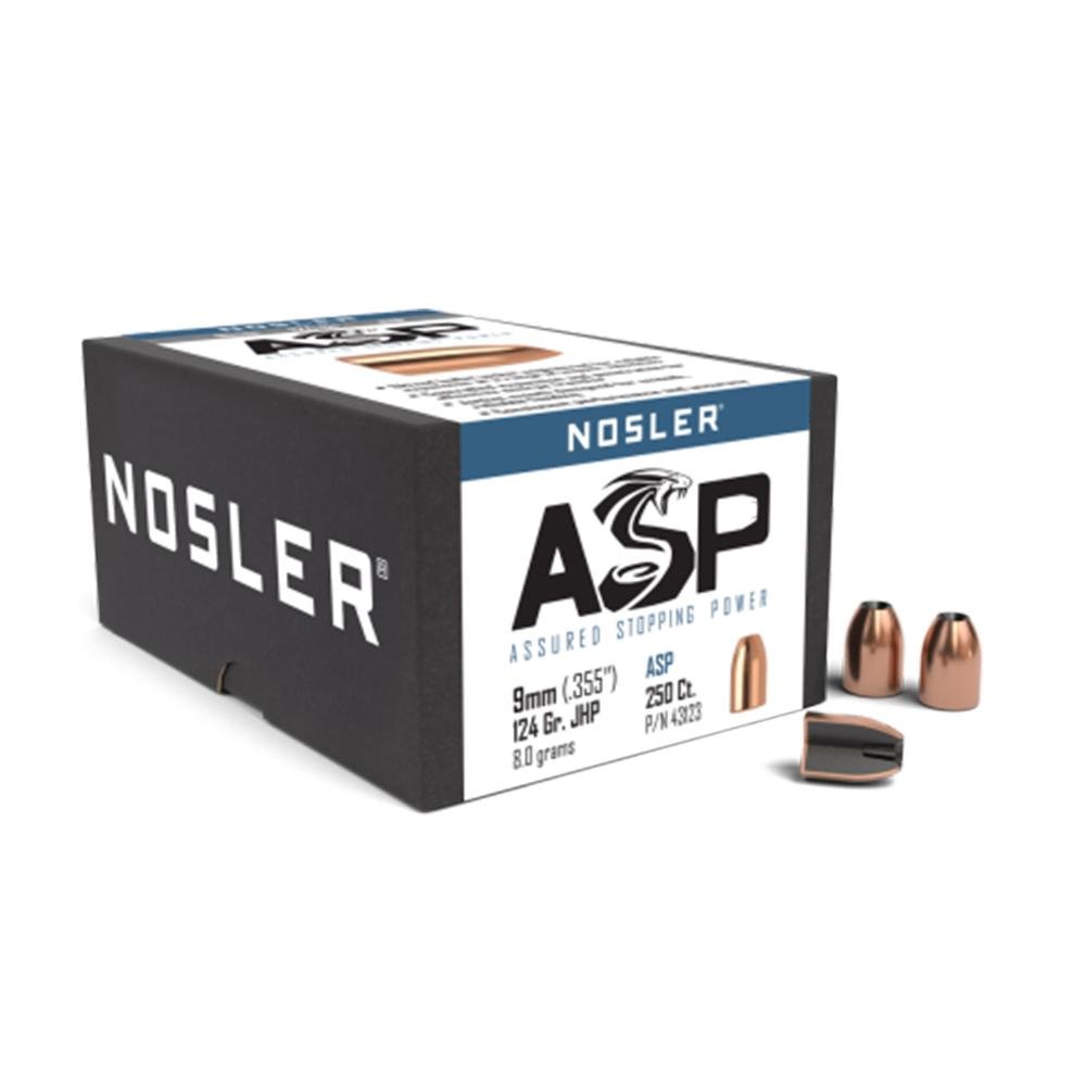 Nosler 43123 9mm 124 Grain Jacketed Hollow Point 250 Count - Nosler - 9MM