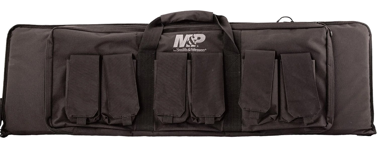 M&P Accessories 110025 Pro Tac 42" Black Nylon Gun Bag with Adjustable Padded Strap, Double Zipper, External Pouch & Ballistic Fabric Protection - Smith & Wesson