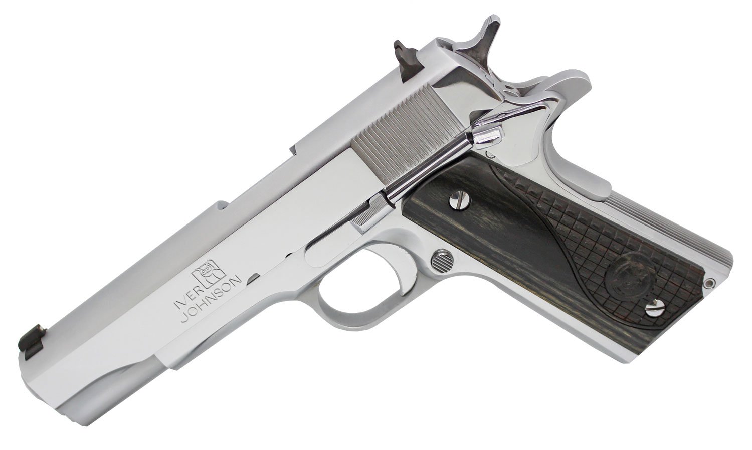 Iver Johnson 1911A1-38CHRW 38 Super 5" Chrome Black Grips 9rd Semi-Auto - Iver Johnson - .38 SUPER AUTO