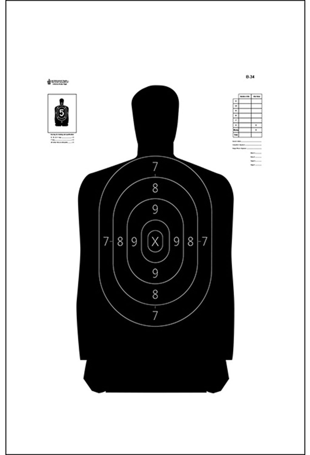 Action Target B34100 B-34 Silhouette Paper Target 17.5"x23" 100 Pack - Action Target