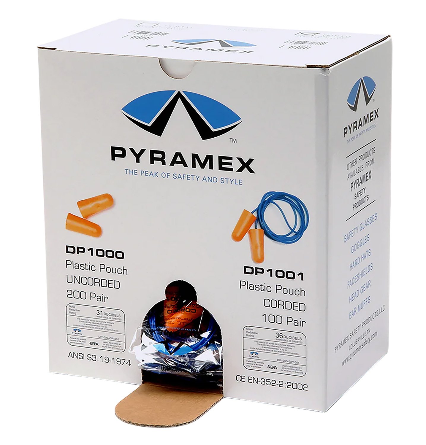 Pyramex Safety DP1000 Earplugs Noise Reduction Hearing Protection - Pyramex Safety