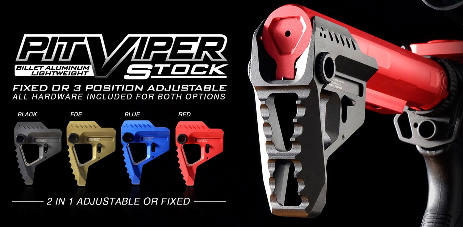 Strike Industries Pit Viper Stock AR-15 Adjustable Black 6061 T6 4 oz - Strike Industries