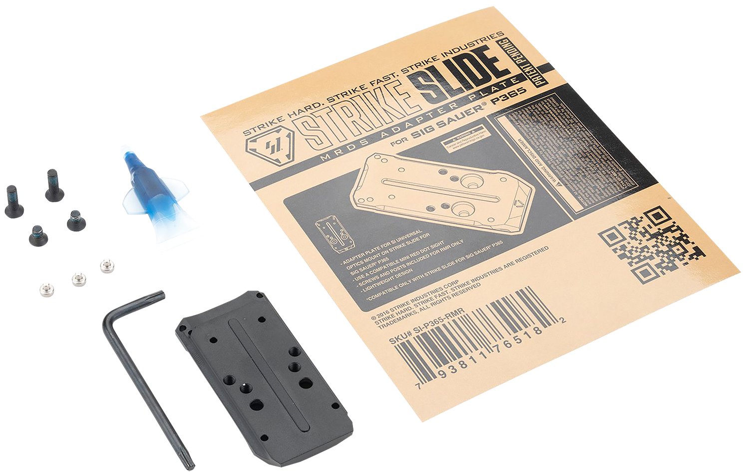 Strike Industries P365RMR Slide Adapter Plate Black 5.80" for Red Dot Sights - STRIKE INDUSTRIES