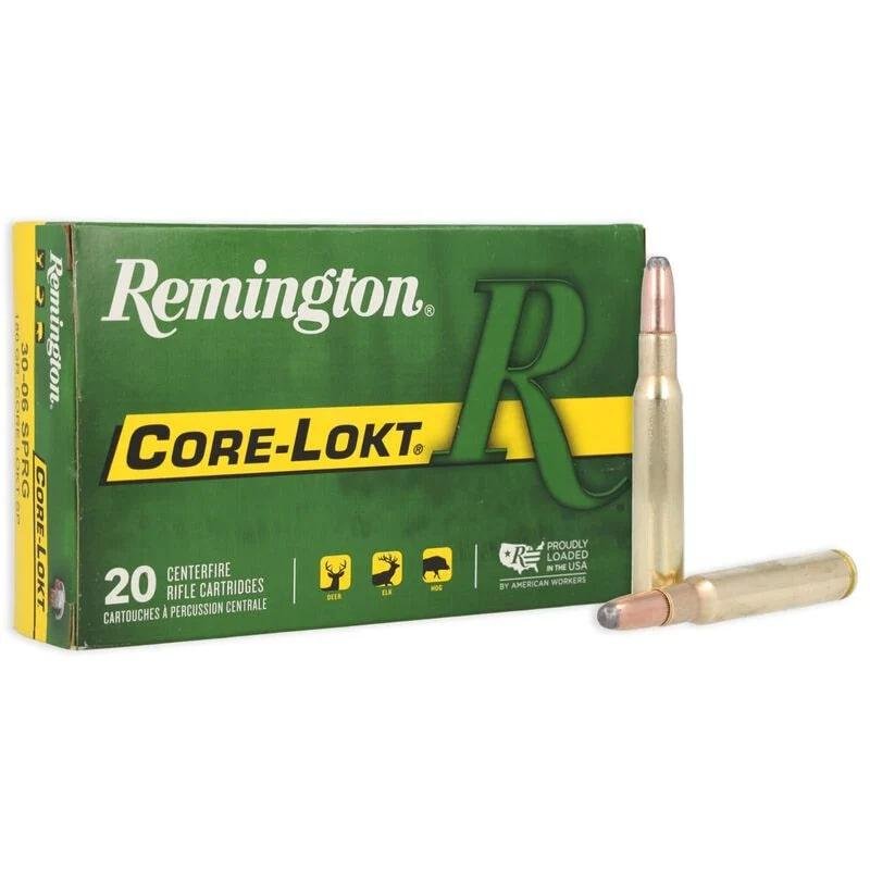 Remington Core-Lokt 30-06 Springfield 180 gr Soft Point 20 Box 21407 - Remington Arms Company, LLC - 30-06 Sprg