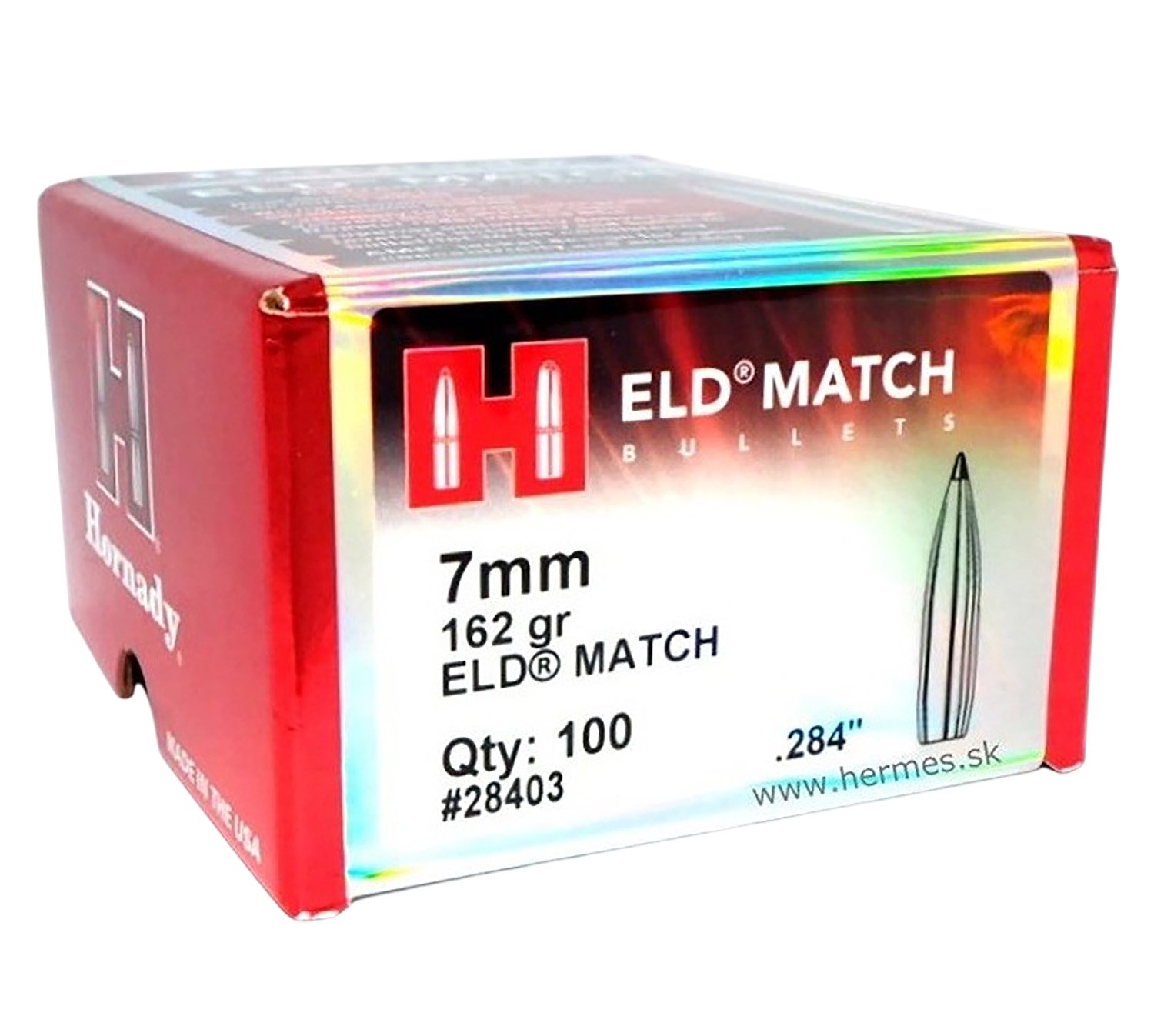 Hornady ELD Match Target .284 Caliber 162 Grain 100/Box 28403 - Hornady Manufacturing Company - 284 Caliber