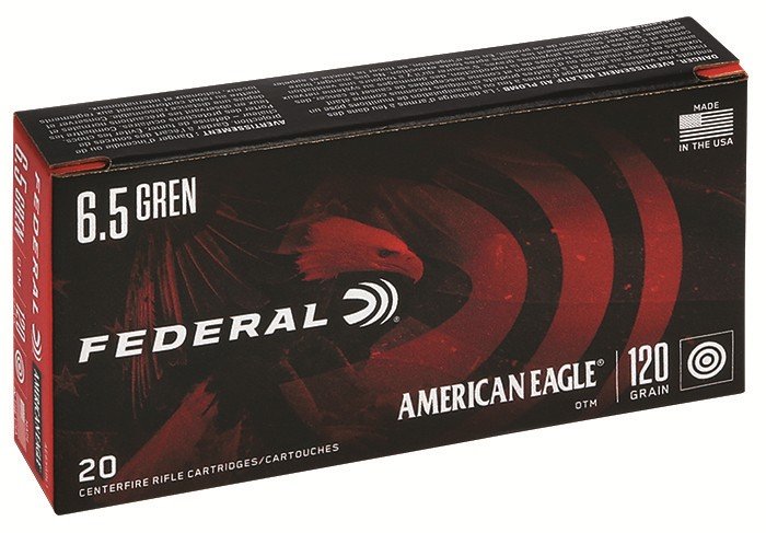 Federal American Eagle 6.5mm Grendel 120 Grain OTM Rifle Ammunition - 2610 ft/sec Velocity, 20 Rounds/Box, 25 Boxes/Case - Federal Premium Ammunition - 6.5 GRENDEL