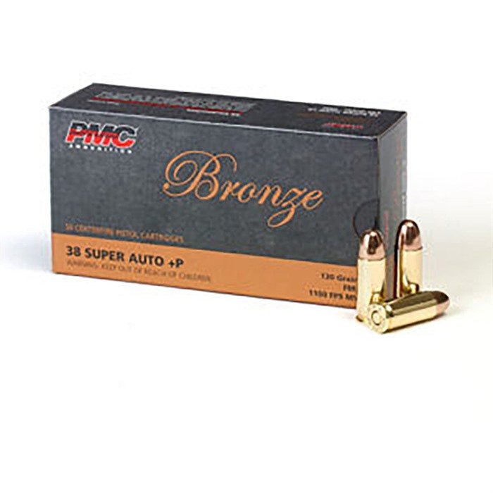 PMC 38SA 38 Super Auto+P 130GR FMJ Ammo 50 Rounds - PMC - 38 Super Auto +P
