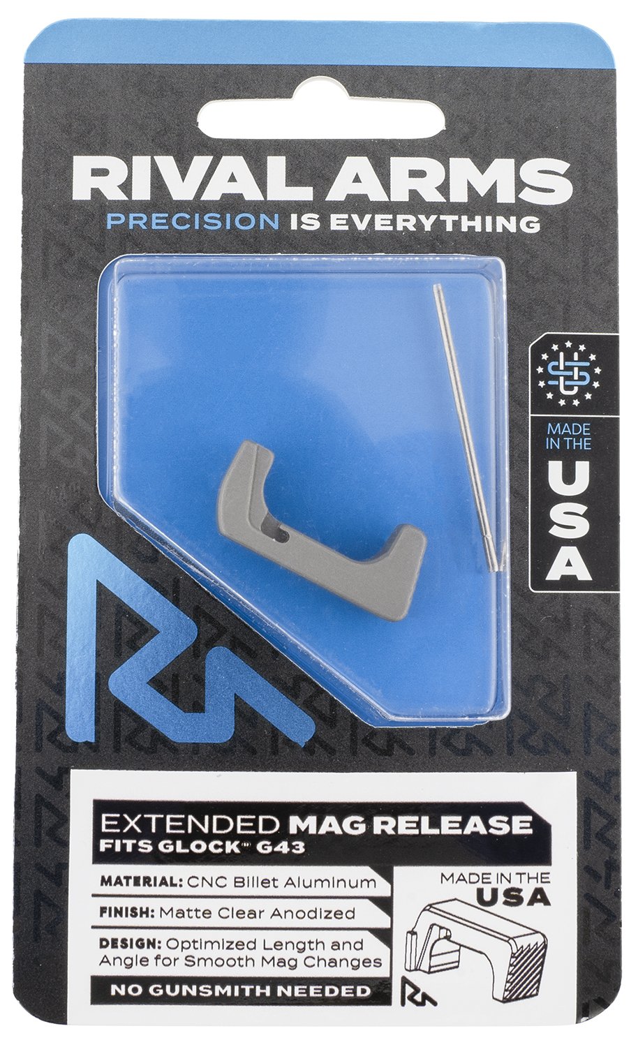 Buy Rival Arms RA72G003D Extended Magazine Release Silver Aluminum Glock 43 online