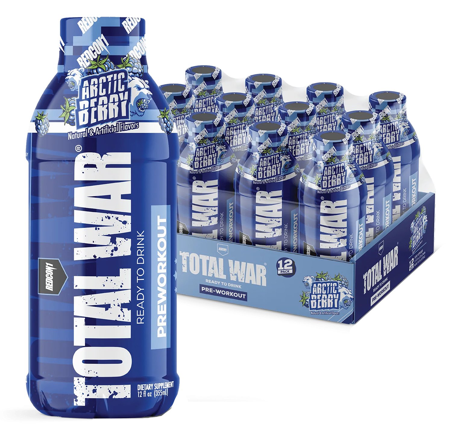Redcon1 RC1TWRTDAB-12 Total War RTD Arctic Berry 12-Pack 12oz 365mg Caffeine - REDCON1