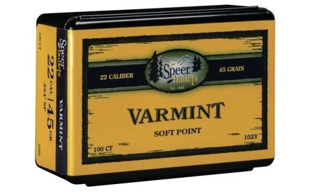 Speer 1023 Varmint 22Cal 45gr Jacketed Soft Point Bullets 100ct - Speer - 22 Caliber