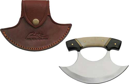 SZCO Rite Edge DH8026HN 6" Horn & Bone Handle Ulu with Leather Sheath - SZCO Supplies