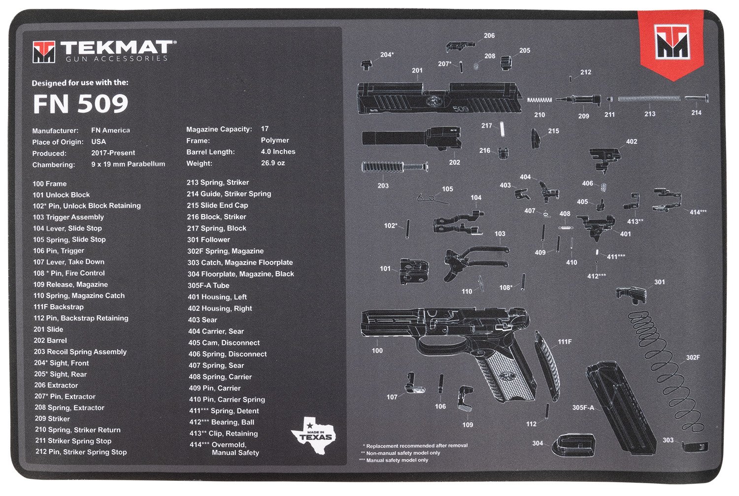 Buy TekMat TEKR17FN509 FN 509 Cleaning Mat 11 in x 17 in Rubber Black Gray online