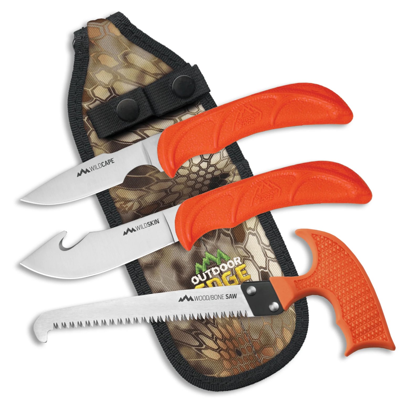 Outdoor Edge WG10C WildGuide Knife Set 420J2 SS Blaze Orange Handle