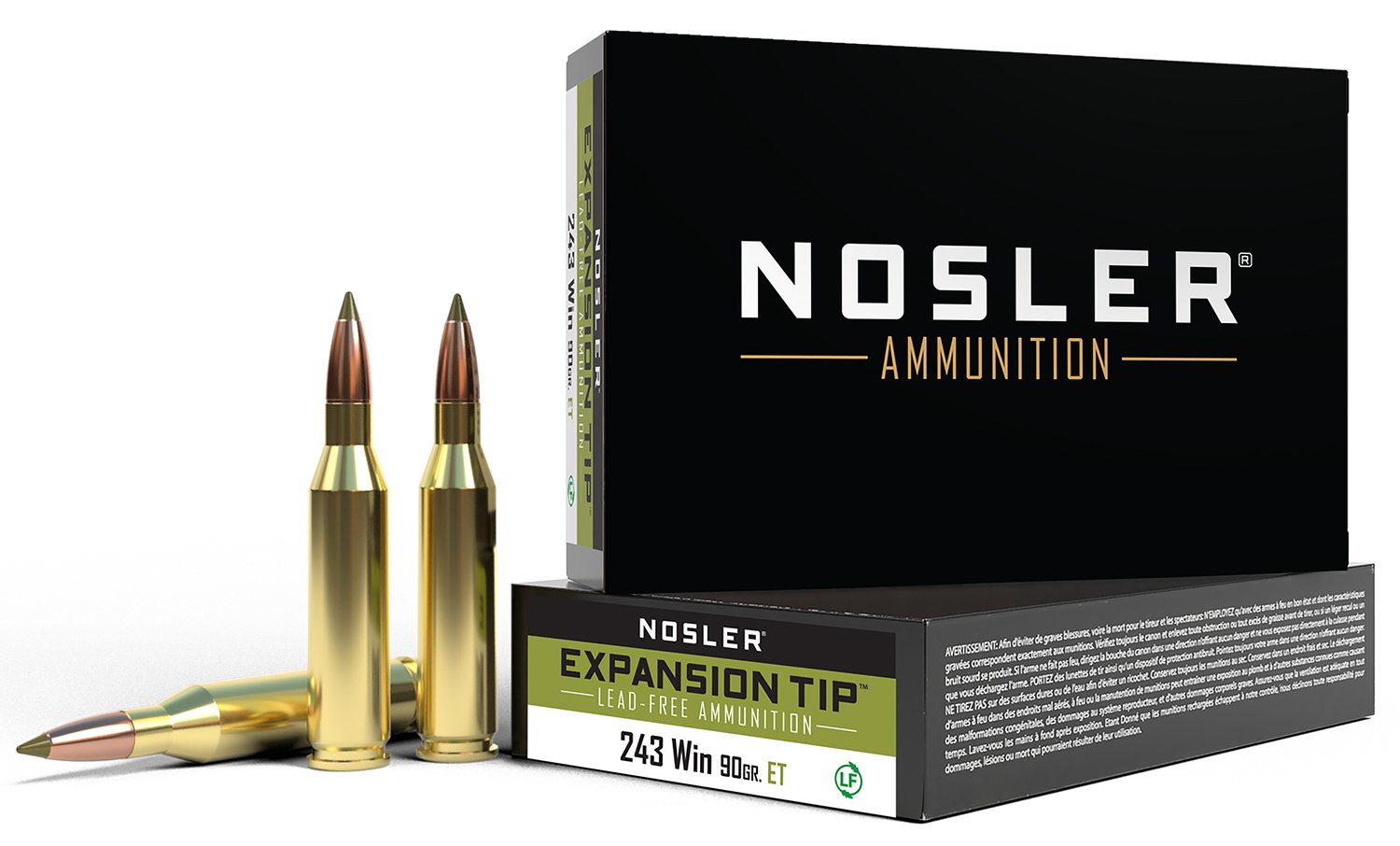 Nosler 243 Winchester 90 Grain E-Tip Lead-Free Rifle Ammo 20 Rounds