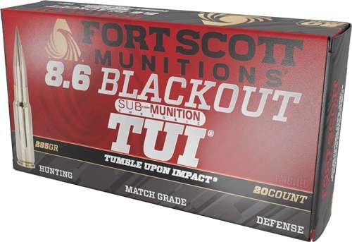 Fort Scott 86BLK285SCV2SS 8.6 Blackout 285gr Solid Copper Ammo 20 Rounds - Fort Scott Munitions - 8.6 Blackout