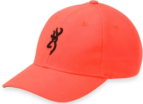 Browning Cap Youth Safety Orange with 3-D Buck Mark Logo Adjustable - Browning for sale at Gun Club HQ