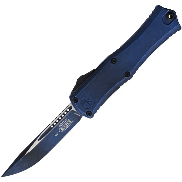 Microtech Hera II Mini 2.96 In Single Edge Standard Cerakote Weathered Blue Alum Handle - MICROTECH