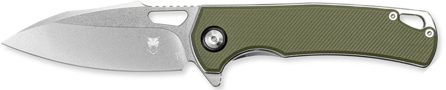 CobraTec CTCLNHRBLK Wolverine 3.12" D2 Steel Blade Green G10 Handle - CobraTec Knives