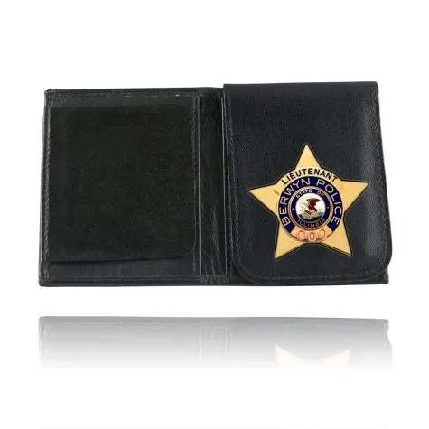 Boston Leather Book Style Badge Case Flip-Out Badge Flap