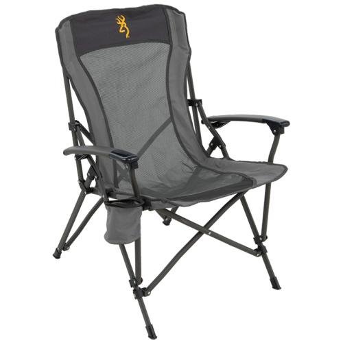 Browning Fireside Gold Buckmark Chair Charcoal Gray Steel 300 Pounds - ALPS Brands