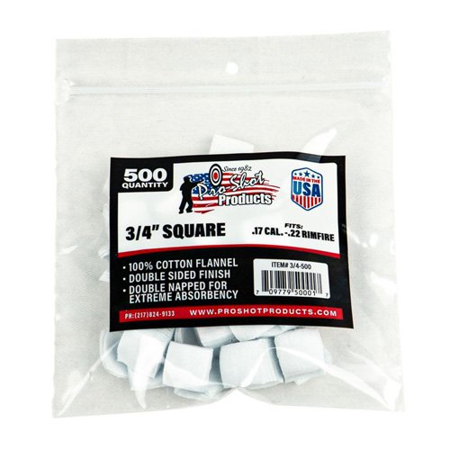 Buy Pro-Shot 3/4 Inch Cotton Gun Cleaning Patches 500 Pack Rimfire .17-.22 CAL online