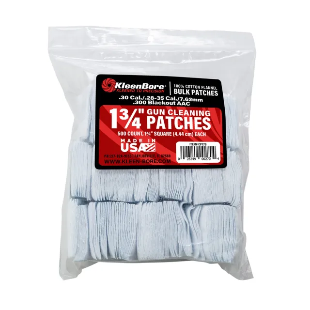 Kleen-Bore SuperShooter Patch 28-35 1.75" Cotton 500/Pack Poly Bag CP17B - Kleen Bore - .28-.35