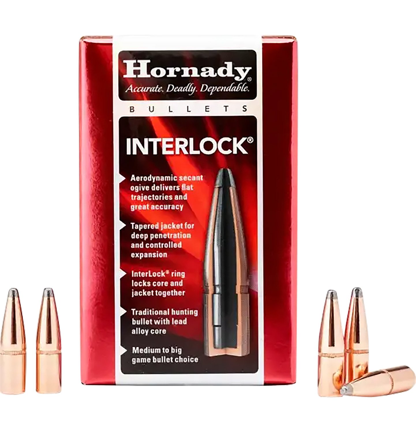 Hornady 3335 InterLock .338 Caliber 250 Grain Soft Point 100 Rounds - Hornady - .338