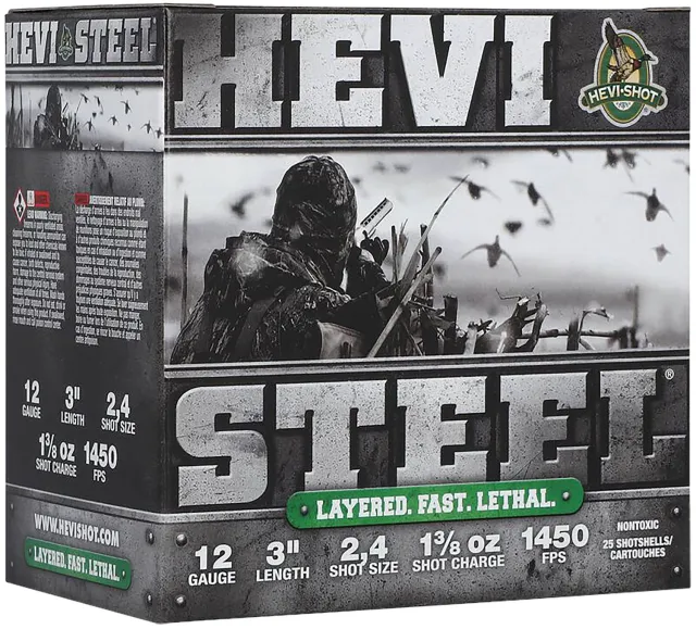 HEVI-Shot HS60024 HEVI-Steel 12Ga 3" 1 3/8oz 2/4Shot 1450fps 25/Box