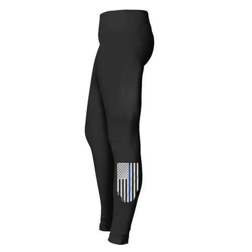 Thin Blue Line Flag Leggings - Vertical - Thin Blue Line