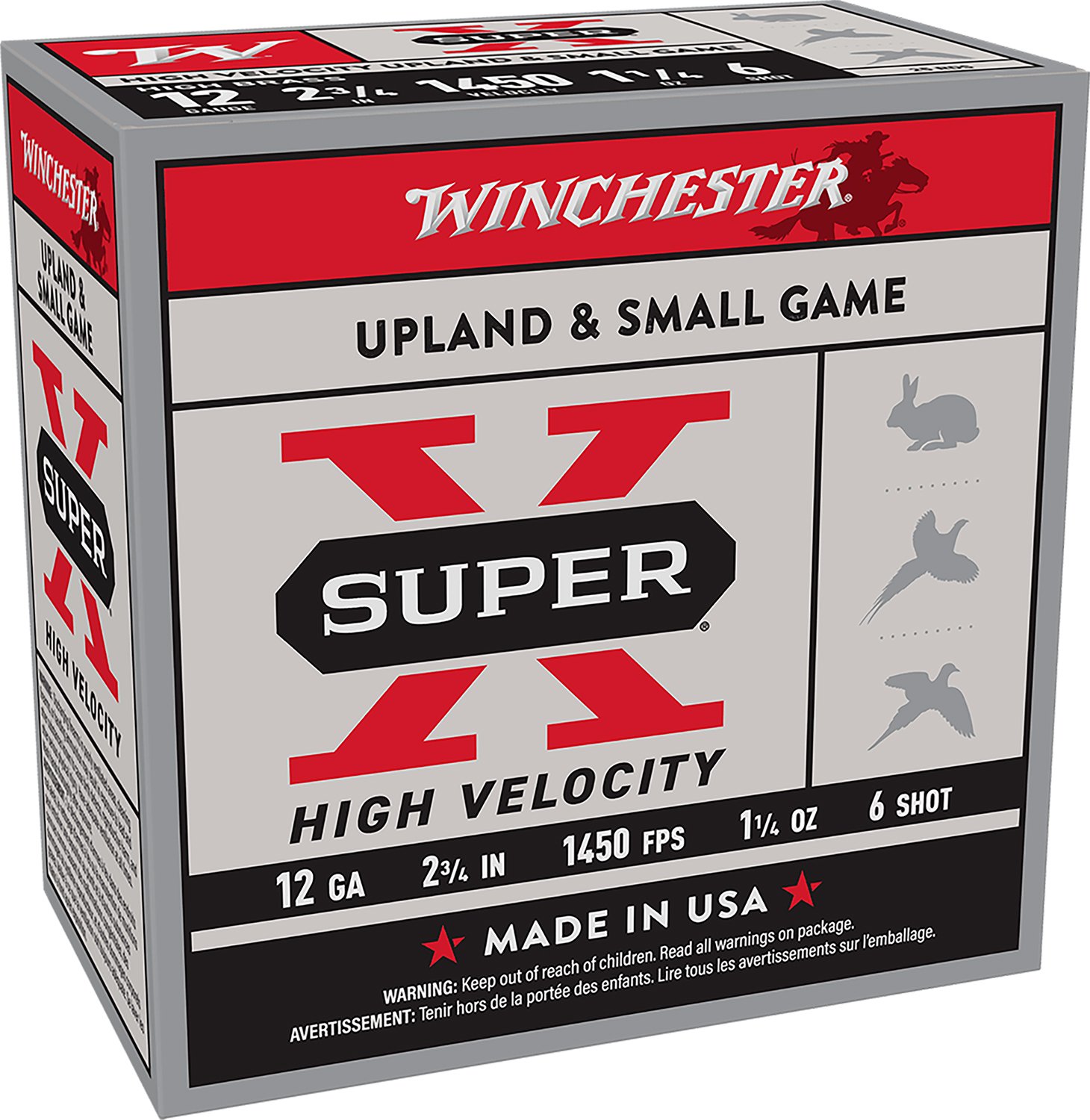 Winchester X12HV6 Super X 12Ga 2.75" 1.25oz 6 Shot 1450fps 25/Box - Winchester - 12 Gauge
