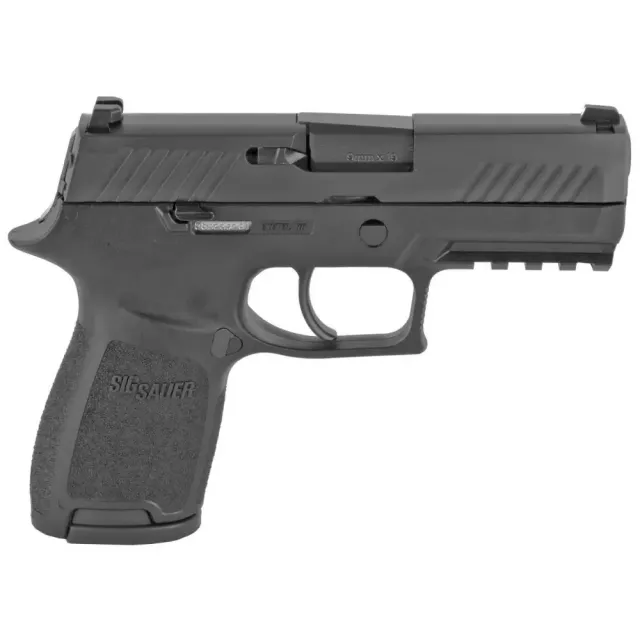 Sig Sauer 320C9B10 P320 Compact Striker Fire 9mm Luger Caliber with 3.90" Barrel, 10+1 Capacity, Black Finish Picatinny Rail Frame, Serrated Black Nitron Stainless Steel Slide & Polymer Grip