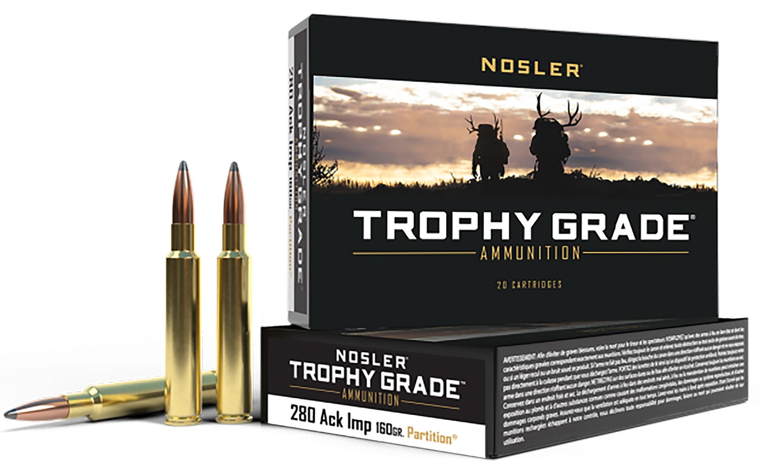 Nosler Trophy Grade 280 Ackley Improved 160 Grain Partition 20 Rounds - Nosler - 280 Ackley Improved