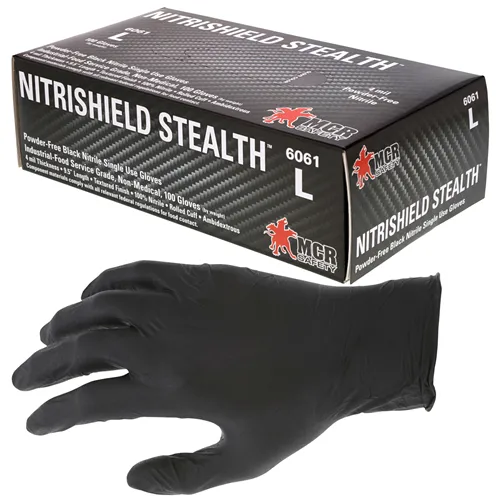 MCR Safety Black Nitrile Disposable Gloves 4 mil Powder-Free - MCR Safety for sale at Smoke Wagon Firearms