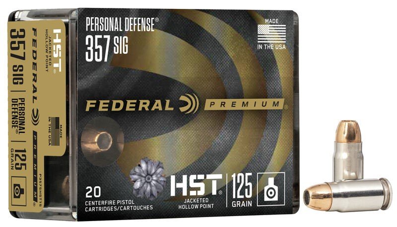 Federal P357SHST1S 357 Sig 125gr HST JHP 4 in Nickel-Plated 20 Rounds - Federal Premium Ammunition - 357 Sig