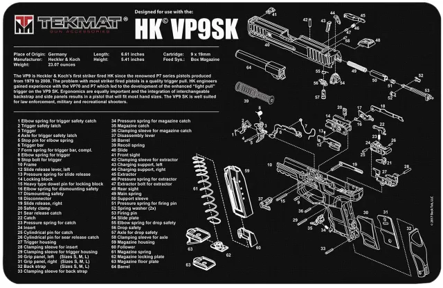 Buy TekMat Pistol Mat For Heckler & Koch VP9SK 11"x17" - Cleaning Mat online