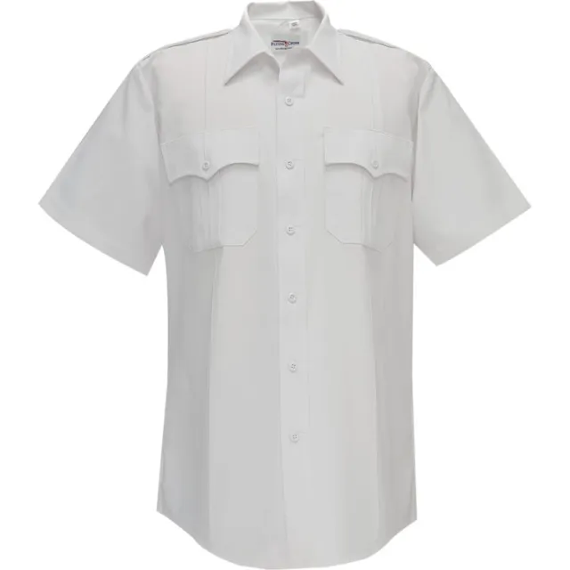 Flying Cross Duro Poplin Short Sleeve Shirt Sewn-In Creases