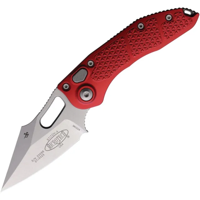 Microtech 169-10RD Stitch 3.75 In SE Stonewash Red ALU Handle