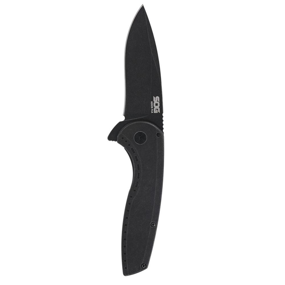 SOG SOG-14-41-05-43 Aegis FLK 2.0 3.5" Drop Point Black Stonewash Blade - SOG