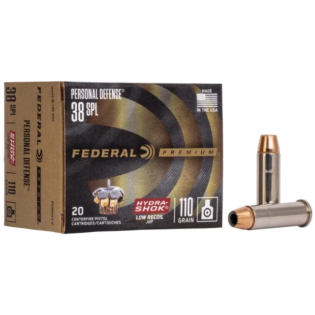Federal PD38HS3H 38 Special 110 Grain Hydra-Shok JHP 20 Rounds Box - Federal Premium Ammunition - 38 Spl