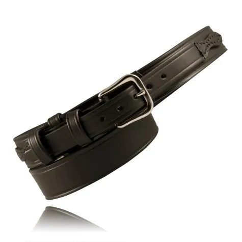 Boston Leather 6512-2-28-GLD 1 1/2" Ranger Belt Black Clarino Brass 28