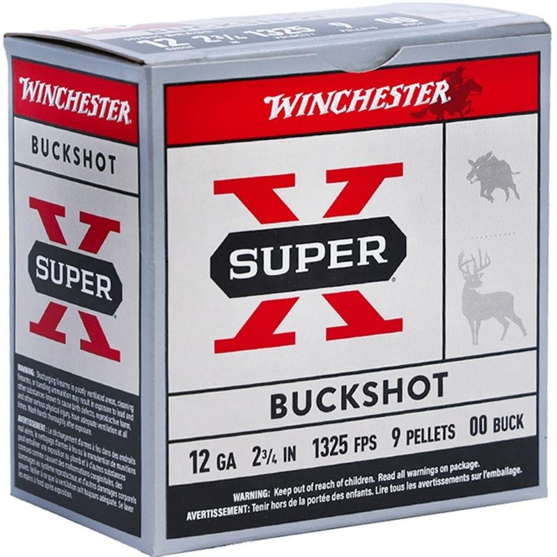 Winchester Super-X 12G 2.75" 00 Buck 25BX Shotgun Ammo - Winchester - 12 GAUGE 2.75"
