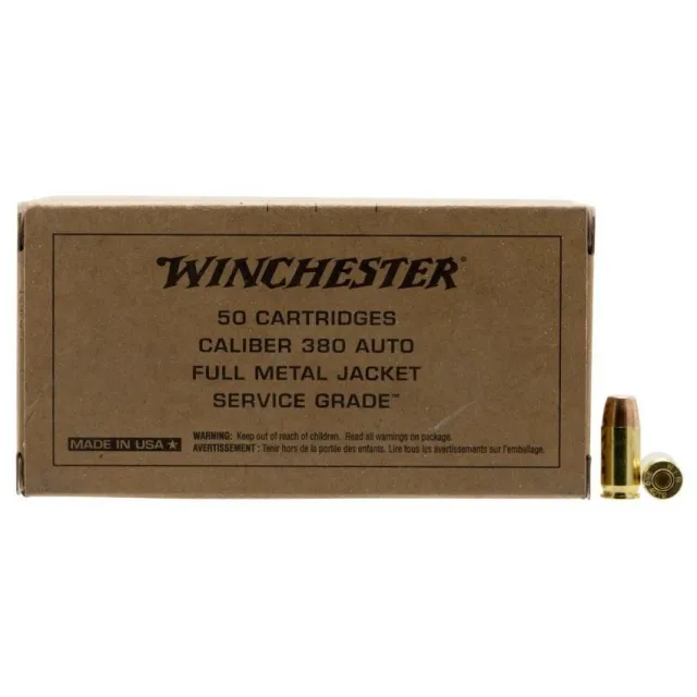 Winchester SG380W .380 Auto 95 Grain Full Metal Jacket 50 Rounds