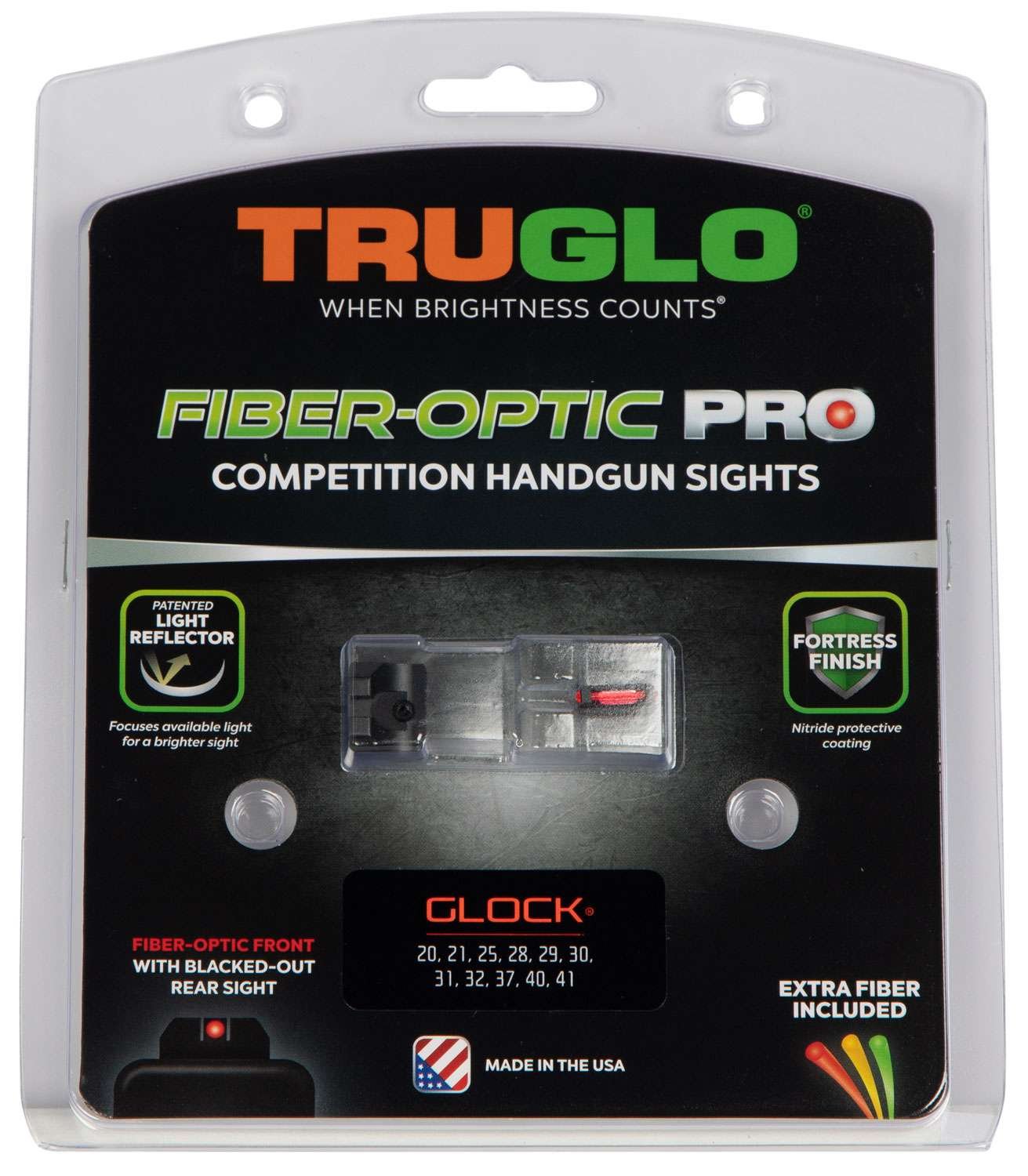 TruGlo TG132G2 Fiber-Optic Pro Sight for Glock 20/21, Black Nitride - GSM Outdoors