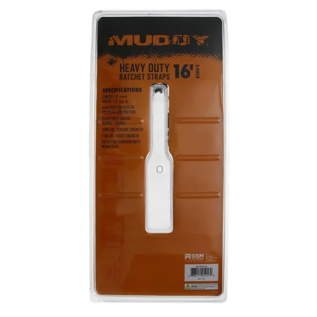 Muddy Heavy Duty Ratchet Straps 16 ft 2/ct - GSM Outdoors