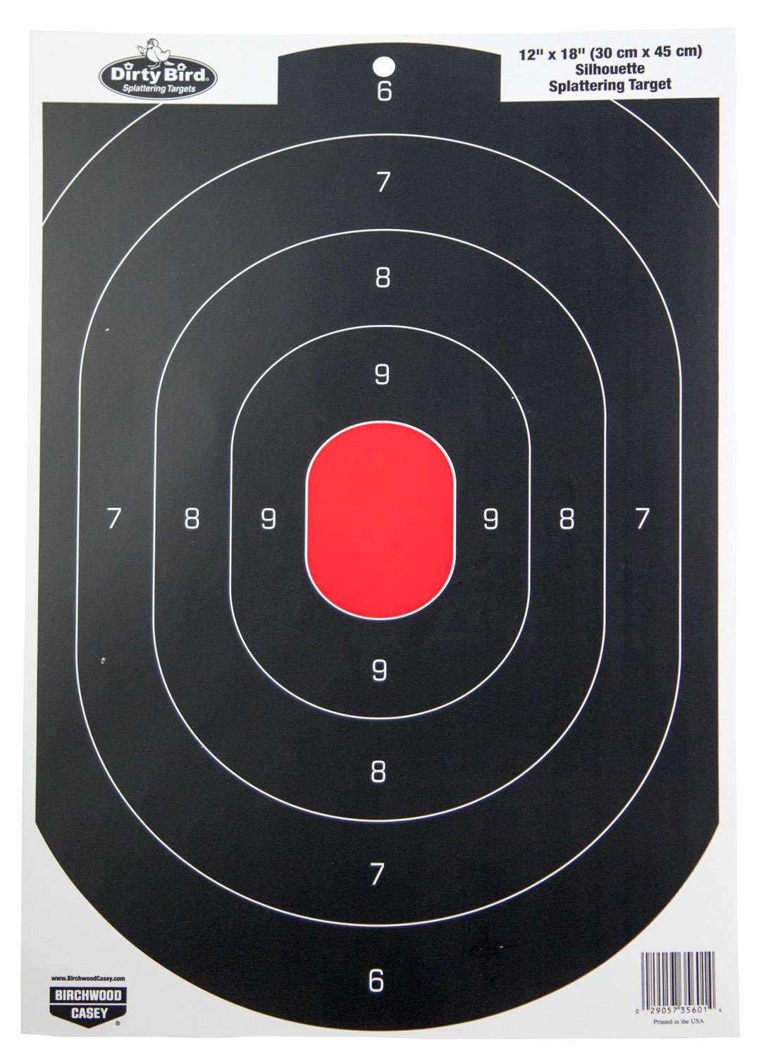 Birchwood Casey Dirty Bird Silhouette Tagboard Hanging Pistol 12" x 18" Black/Red 100 Per - Birchwood Casey - 12" X 18"